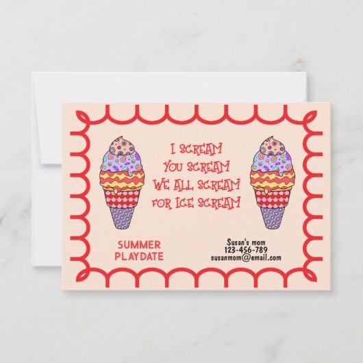 Invitation à une journée de jeu à I Scream (Devant)