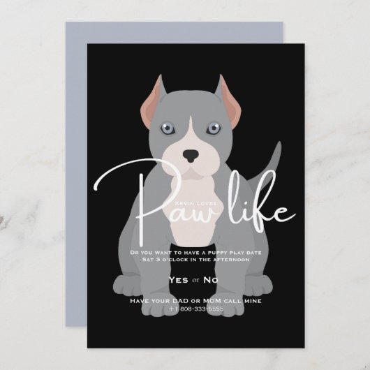 Invitation à une journée de jeu de pitbull (Devant / Derrière)