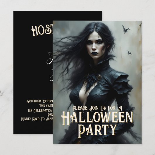 Invitation à une Nuit de Halloween Gothique de Mys (Devant / Derrière)