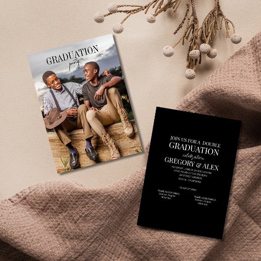 Invitation à une photo de diplômés doubles pour un