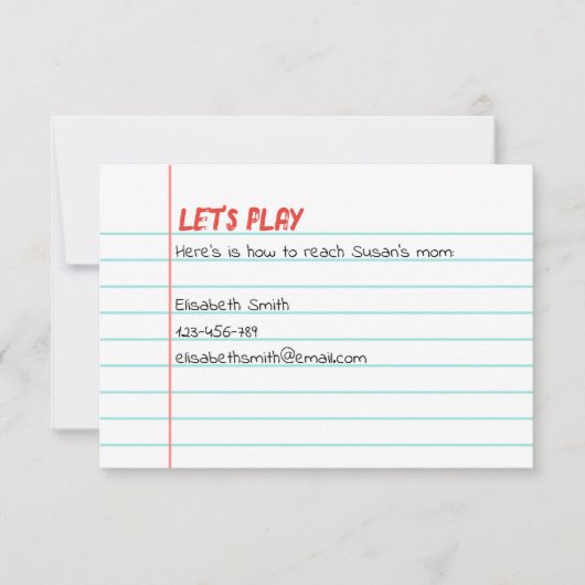 Invitation à une Playdate (Devant)