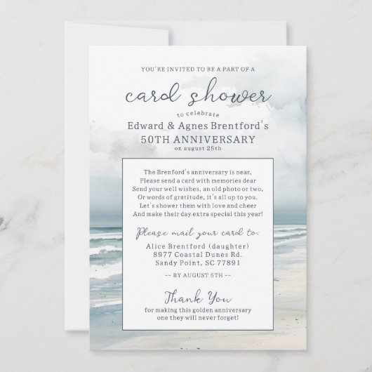 Invitation à une pluie de cartes pour le 50e anniv (Devant)