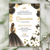 Invitation à une Quinceañera avec des fleurs éléga