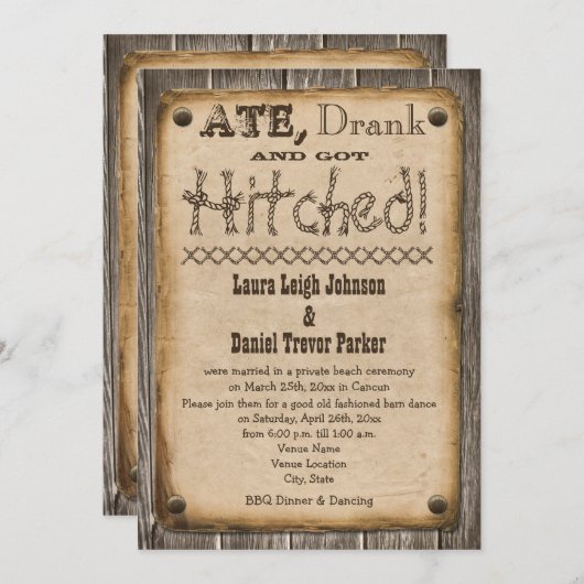 Invitation à une réception de mariage de style occ (Devant / Derrière)