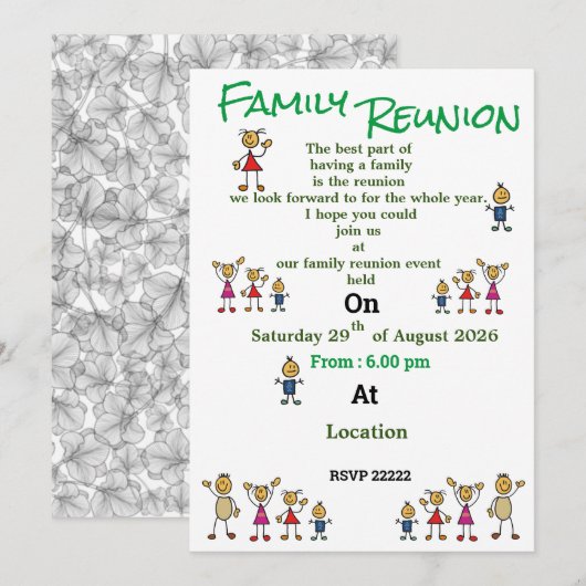 Invitation à une réunion de famille (Devant / Derrière)