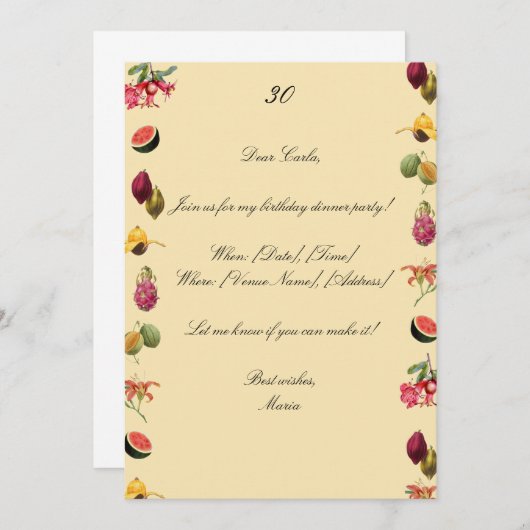 Invitation à une soirée à dîner (Devant / Derrière)