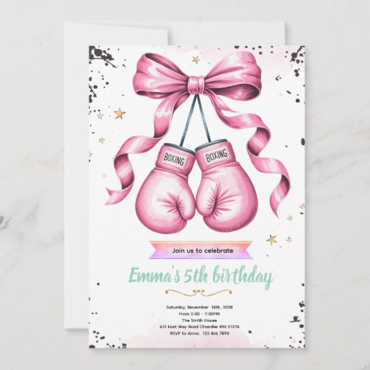 Invitation à une soirée à thème boxe féminine (Devant)