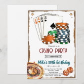 Invitation à une soirée à thème casino (Devant / Derrière)