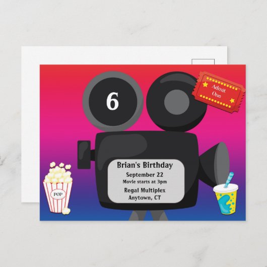 Invitation à une soirée à thème de film (Devant / Derrière)