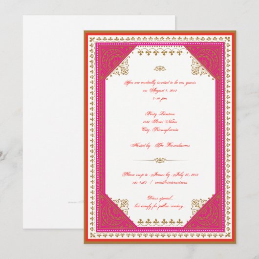 Invitation à une soirée à thème marocain (Devant / Derrière)