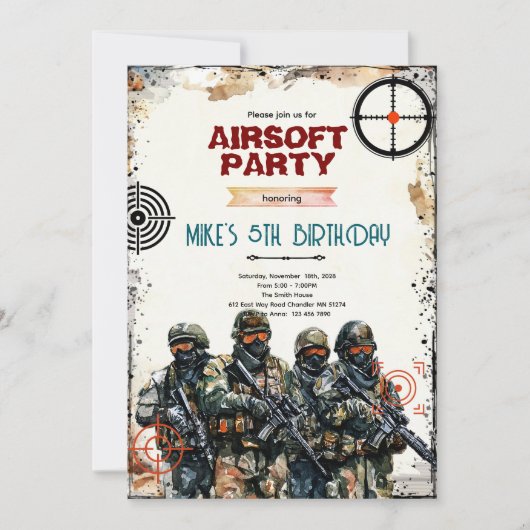 Invitation à une soirée Airsoft (Devant)