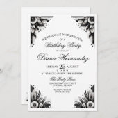 Invitation à une soirée Art Déco florale (Devant / Derrière)