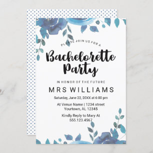 Invitation à une soirée Bachelorette Bleue