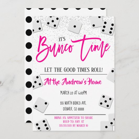 Invitation à une soirée Bunco (Devant / Derrière)