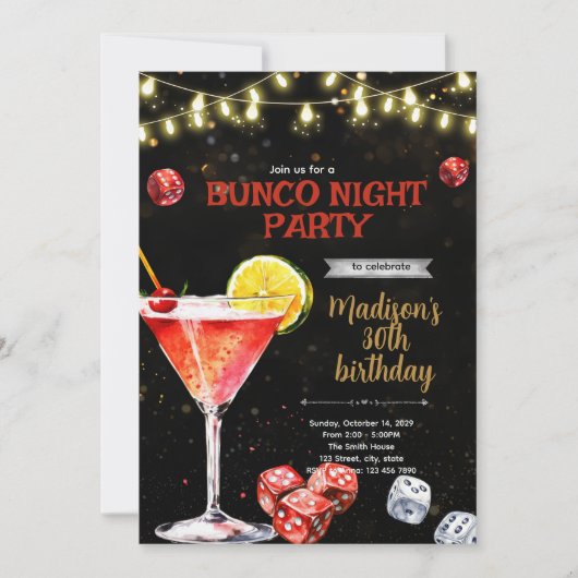 Invitation à une soirée Bunco (Devant)