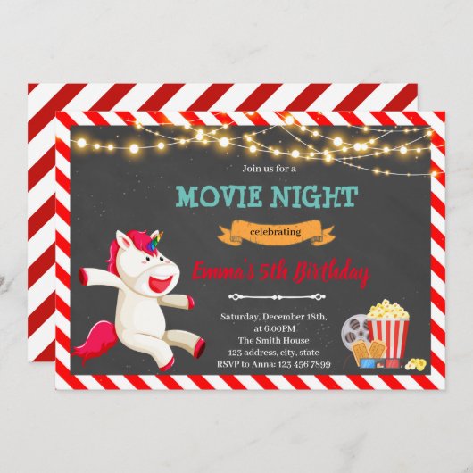 Invitation à une soirée cinéma licorne (Devant / Derrière)