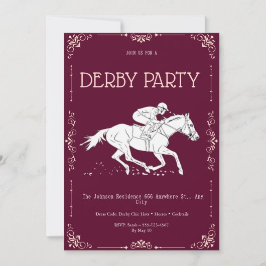 Invitation à une soirée classique de Derby du Kent (Devant)