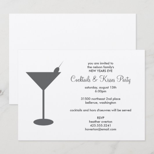 Invitation à une soirée cocktail (Devant / Derrière)