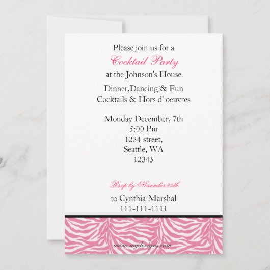 Invitation à une soirée cocktail (Dos)