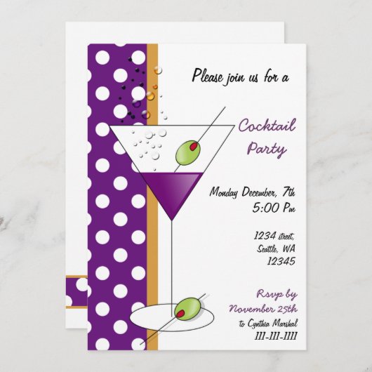 Invitation à une soirée cocktail (Devant / Derrière)