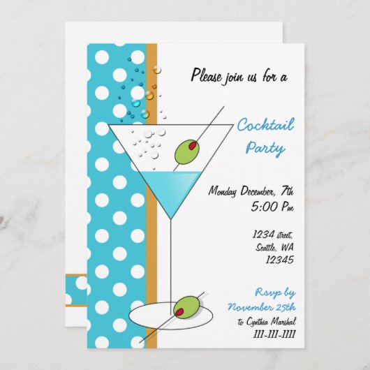 Invitation à une soirée cocktail (Devant / Derrière)