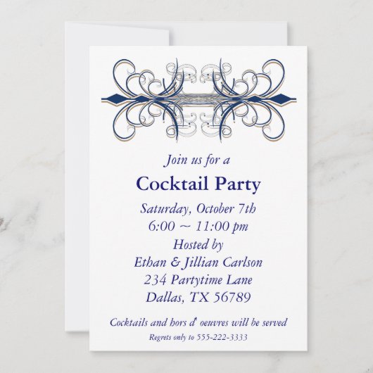 Invitation à une soirée cocktail bleue Invitations (Devant)