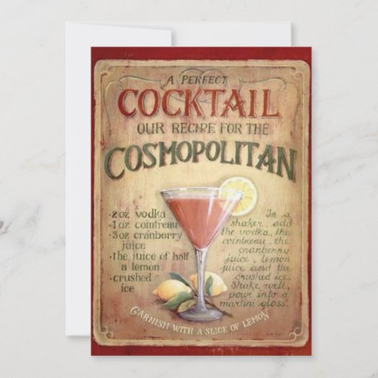 Invitation à une soirée cocktail cosmopolitan (Devant)