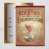 Invitation à une soirée cocktail cosmopolitan (Devant / Derrière)