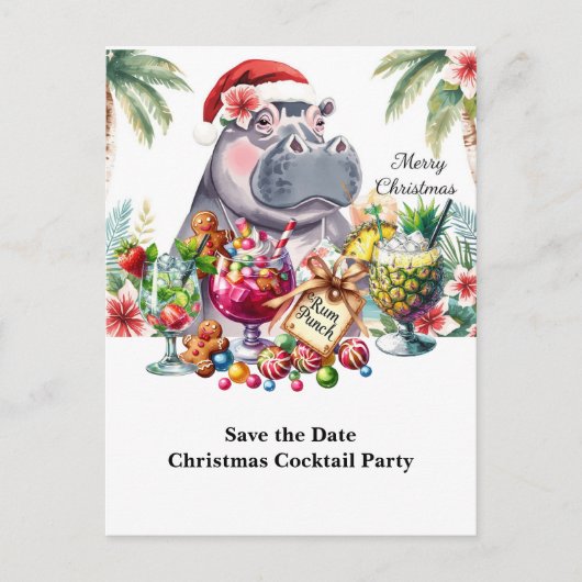 Invitation à une Soirée Cocktail de Noël Tropical (Devant)