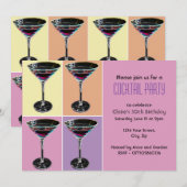 Invitation à une soirée cocktail Funky Martini (Devant / Derrière)