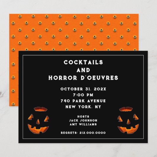 Invitation à une soirée cocktail Halloween (Devant / Derrière)
