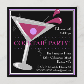 Invitation à une soirée cocktail Purple Martini