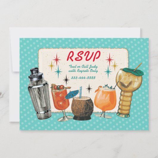 Invitation à une soirée cocktail rétro (Dos)