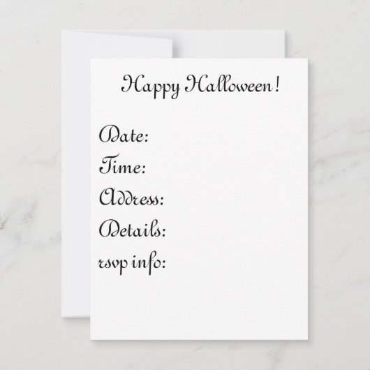 Invitation à une soirée costumée (Dos)