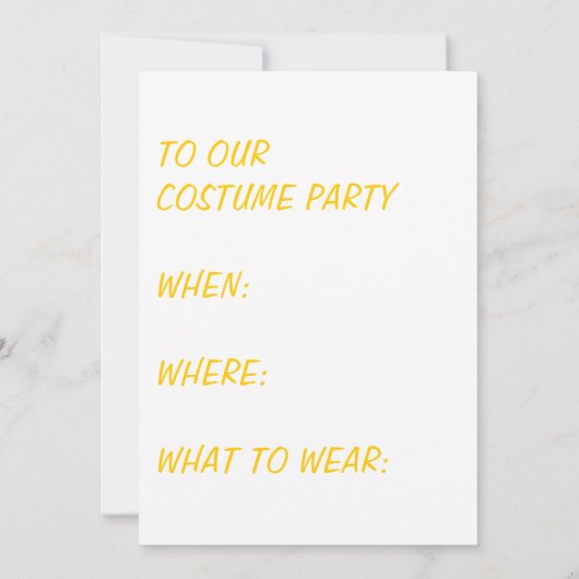 Invitation à une soirée costumée (Dos)