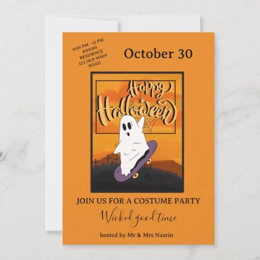 Invitation à une soirée costumée Halloween avec un (Devant)