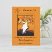 Invitation à une soirée costumée Halloween avec un (Debout devant)