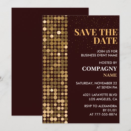 Invitation à une soirée d'affaires À retenir Or (Devant / Derrière)