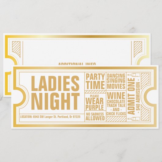 Invitation à une soirée dames - Texte entièrement  (Devant / Derrière)