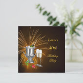 Invitation à une soirée d'anniversaire Champagne (Debout devant)