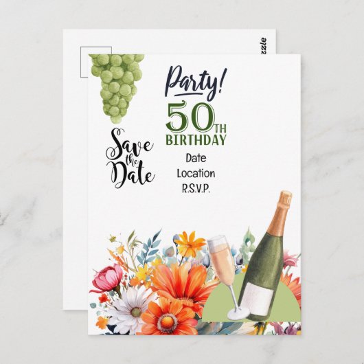 Invitation à une soirée d'anniversaire des 50 ans  (Devant / Derrière)