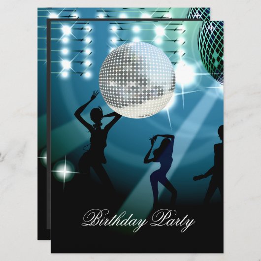 Invitation à une soirée d'anniversaire Disco Rétro (Devant / Derrière)