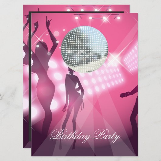 Invitation à une soirée d'anniversaire Disco Rétro (Devant / Derrière)