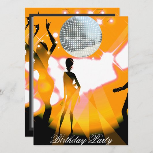 Invitation à une soirée d'anniversaire Disco Rétro (Devant / Derrière)