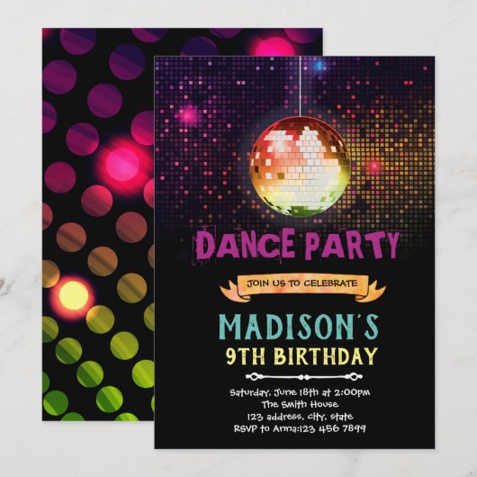 Invitation à une soirée dansante disco (Devant / Derrière)