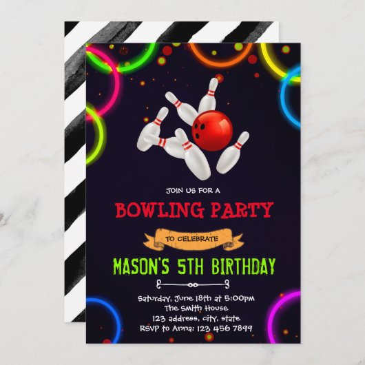 Invitation à une soirée de bowling (Devant / Derrière)