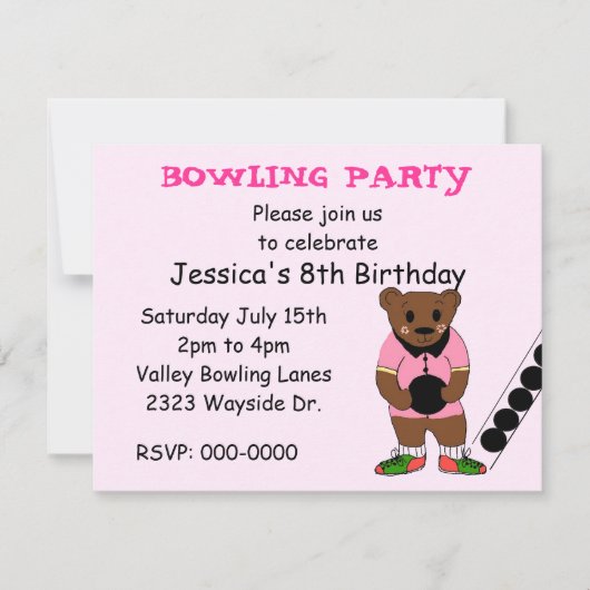 Invitation à une soirée de bowling (Devant)