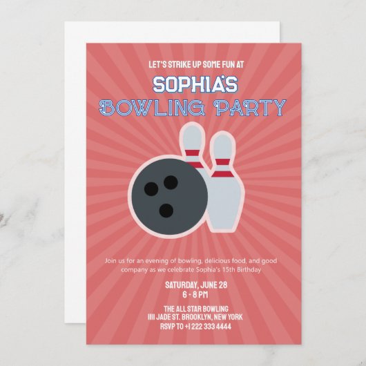 Invitation à une soirée de bowling 5 (Devant / Derrière)