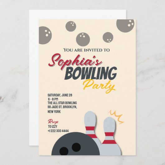 Invitation à une soirée de bowling 6 (Devant / Derrière)