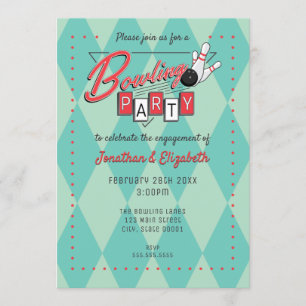 Invitation à une soirée de bowling avec logo rétro